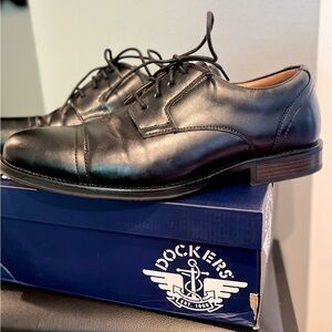Dockers Black Leather Oxford Shoes Cap Toe Formal